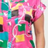 Satin Dolman Button-Down Top & Shorts Set – Fuchsia Combo