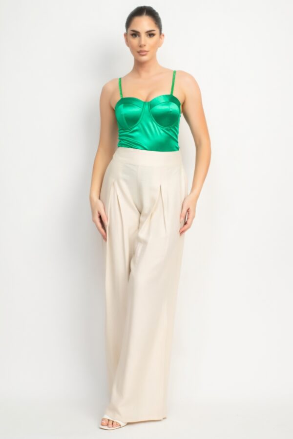 Rhinestone-Strap Sweetheart Bodysuit – Emerald