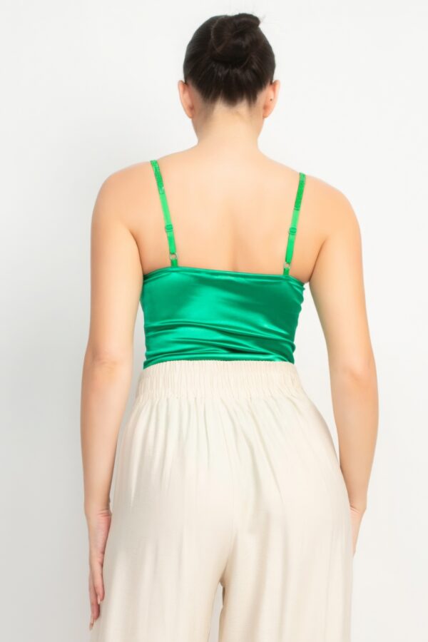 Rhinestone-Strap Sweetheart Bodysuit – Emerald