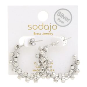 Sodajo Beaded Open Hoop Earrings – Gold & Rhodium