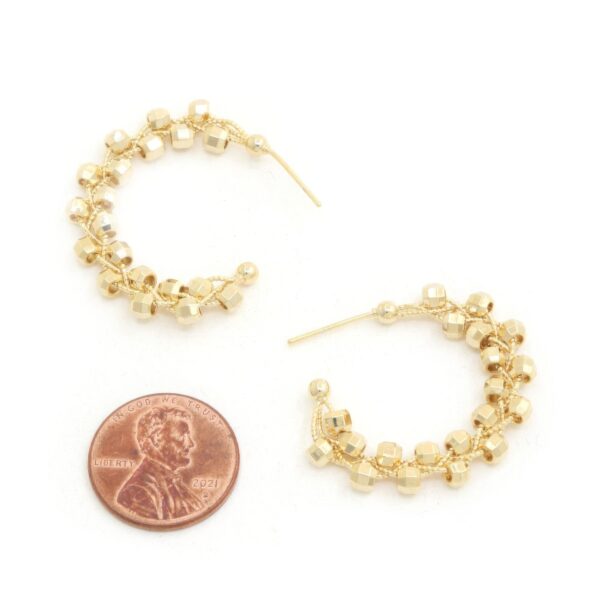 Sodajo Beaded Open Hoop Earrings – Gold & Rhodium
