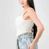 Crinkle Knit Sweetheart Hooked Bustier Crop Top – Off White