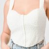 Crinkle Knit Sweetheart Hooked Bustier Crop Top – Off White