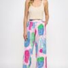 Printed Wide Leg Pant with Elastic Back – Bubble Gum Multi