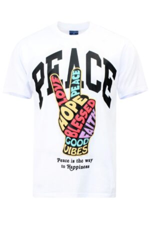 Peace Hand Sign T-Shirt – White Cotton Graphic Tee