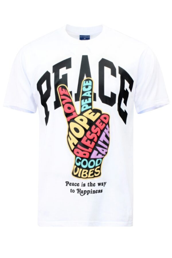 Peace Hand Sign T-Shirt – White Cotton Graphic Tee