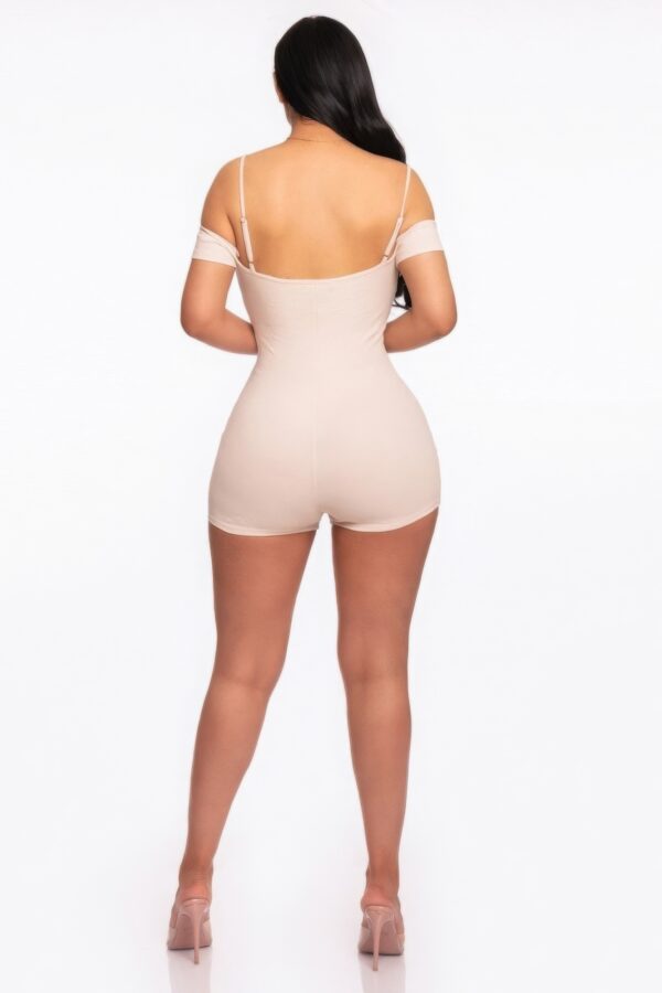 Infinity Off-Shoulder Rib Knit Romper – Nude