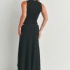 Maxi Dress with Slit – 100% Viscose Black