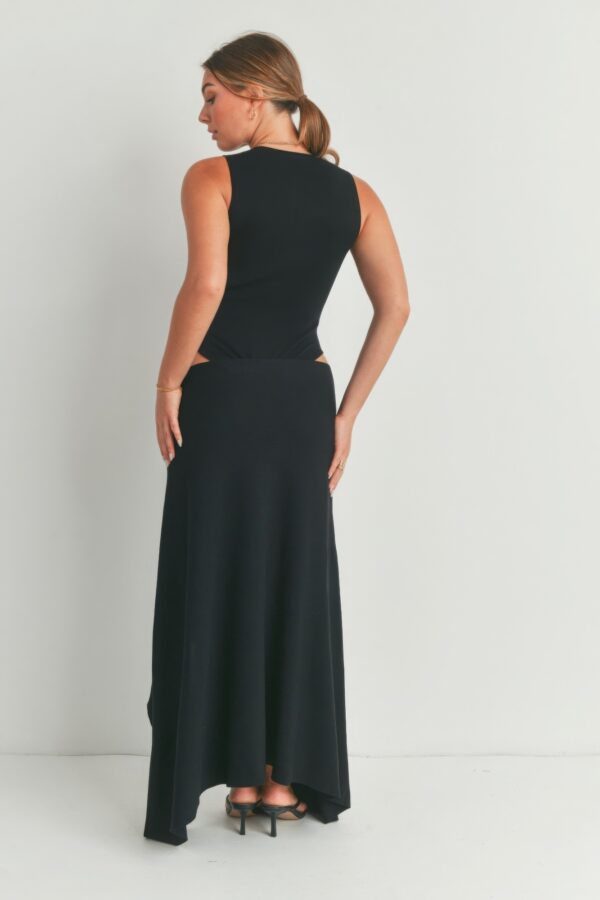 Maxi Dress with Slit – 100% Viscose Black
