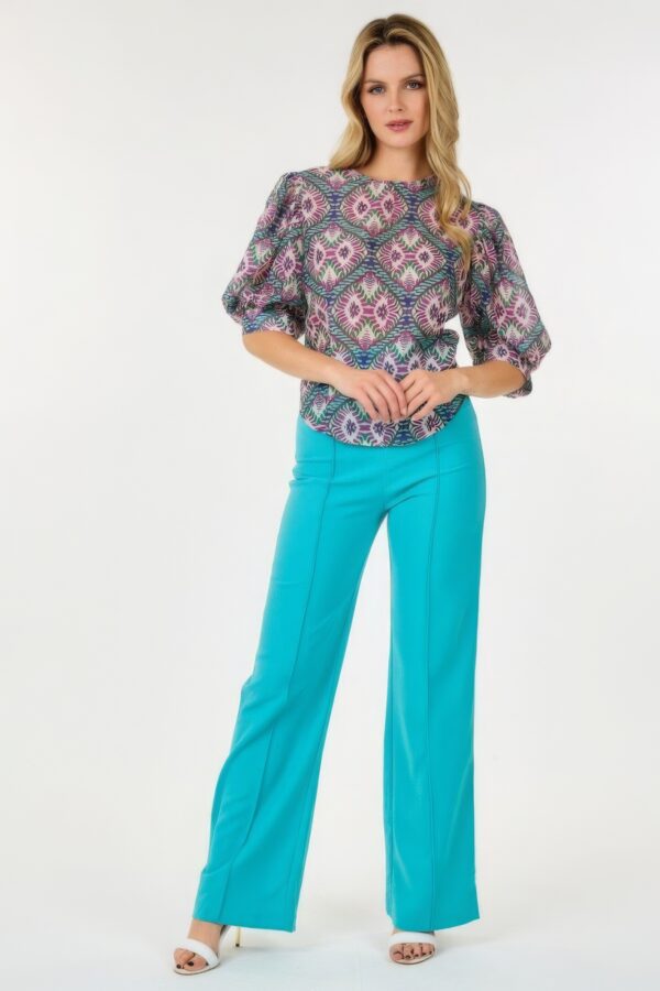 Puff Sleeve Multi-Print Top – Bold Fuchsia Print