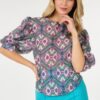 Puff Sleeve Multi-Print Top – Bold Fuchsia Print