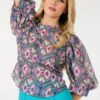 Puff Sleeve Multi-Print Top – Bold Fuchsia Print