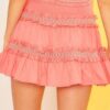 Smocked-Waist Ruffle Mini Skirt – Coral