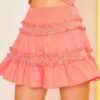 Smocked-Waist Ruffle Mini Skirt – Coral