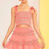 Smocked-Waist Ruffle Mini Skirt – Coral