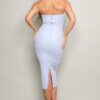Knit Tube Midi Dress – Strapless with Center Back Slit, Sky Blue