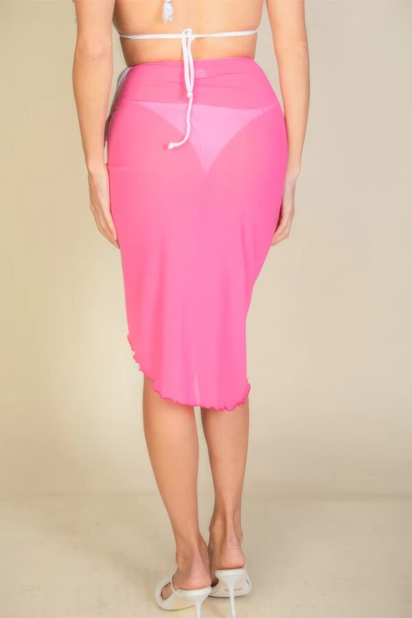 Sheer Mesh Ruched Drawstring Skirt – Fuchsia