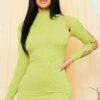 Cutout Shoulder Mini Dress with Side Shirring – Avocado