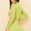 Cutout Shoulder Mini Dress with Side Shirring – Avocado