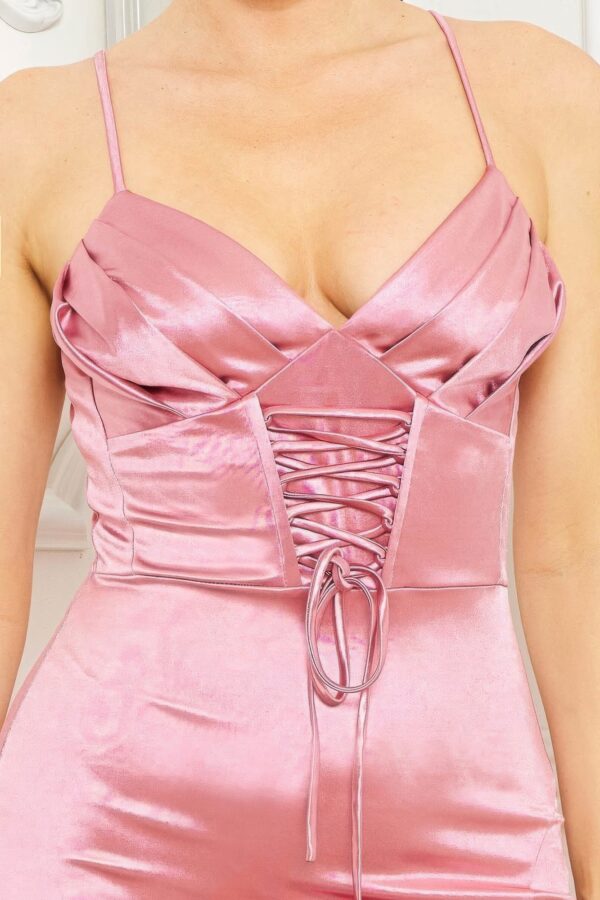 Satin Caged-Waist Maxi Dress – Deco Rose