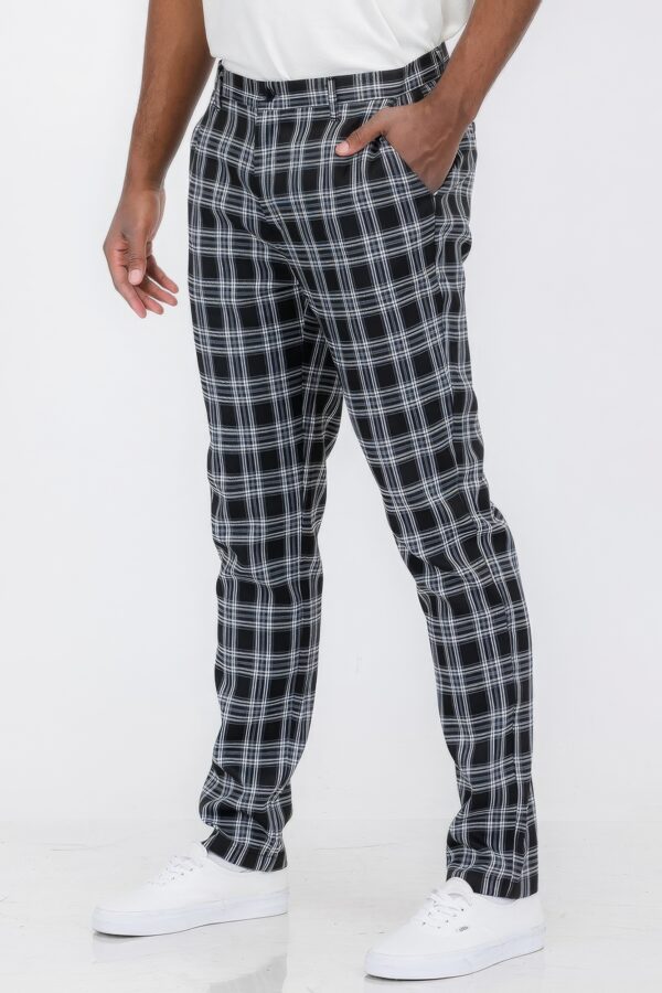 Plaid Trouser Pants – Button Fly in Black