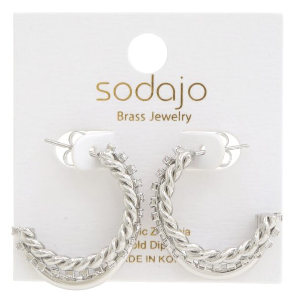 Rope Rhinestone Open Hoop Earrings – Gold & Rhodium