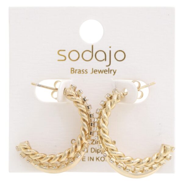 Rope Rhinestone Open Hoop Earrings – Gold & Rhodium