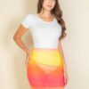 Ruched Ruffle Mesh Mini Bodycon Skirt – Yellow/Multi