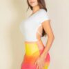 Ruched Ruffle Mesh Mini Bodycon Skirt – Yellow/Multi