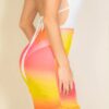 Ruched Ruffle Mesh Mini Bodycon Skirt – Yellow/Multi