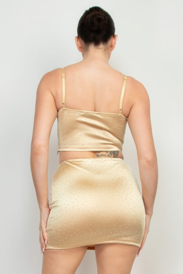 Sweetheart Bustier Rhinestone Crop Top – Champagne