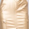 Faux Leather High-Rise Cargo Midi Skirt – Gold