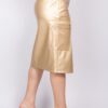 Faux Leather High-Rise Cargo Midi Skirt – Gold