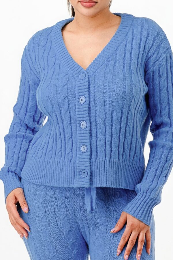 Cable Knit Sweater & Cardigan Set – Sky Blue