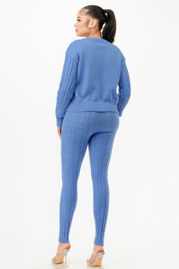 Cable Knit Sweater & Cardigan Set – Sky Blue