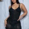 Josephine Crochet Mini Dress – V-Neck Sheer Detail (Black)