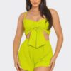 Crop Top & Shorts Set – Oversized Front Bow, Lime