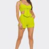 Crop Top & Shorts Set – Oversized Front Bow, Lime