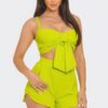 Crop Top & Shorts Set – Oversized Front Bow, Lime