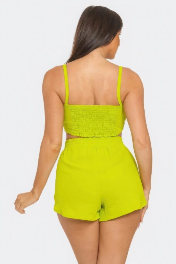 Crop Top & Shorts Set – Oversized Front Bow, Lime