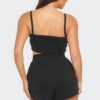 Bow-Front Twist-Tie Crop Top & Shorts Set – Black