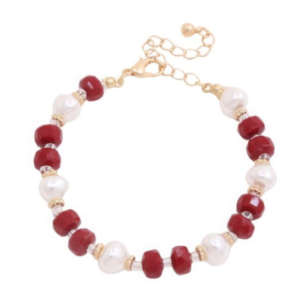 Pearl Beaded Metal Bracelet – Faux Pearls & Adjustable Chain