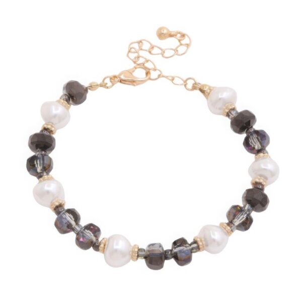 Pearl Beaded Metal Bracelet – Faux Pearls & Adjustable Chain