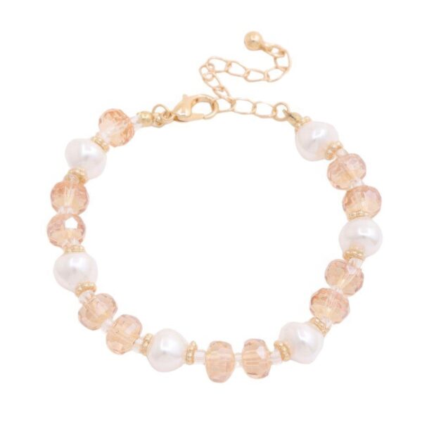 Pearl Beaded Metal Bracelet – Faux Pearls & Adjustable Chain