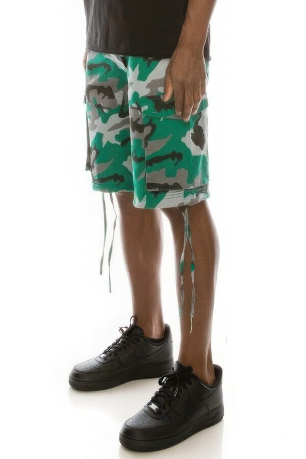 Men’s Camo Belted Cargo Shorts – Green Utility