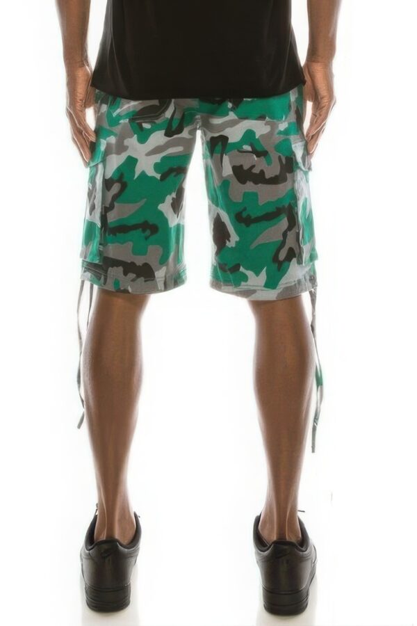 Men’s Camo Belted Cargo Shorts – Green Utility