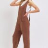 Mineral Washed Cotton Gauze Jumpsuit – Brown