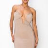 Glitter Ity Tube Maxi Dress – Gold Bar Trim, Nude