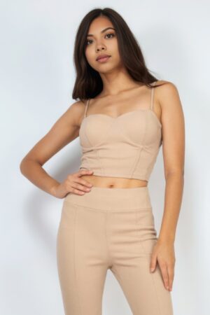 Corset Bustier Sweetheart Crop Top – Taupe Knit