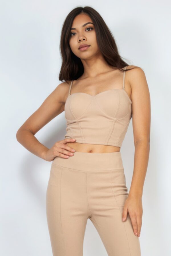 Corset Bustier Sweetheart Crop Top – Taupe Knit